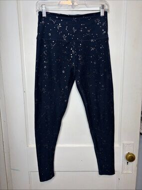 Beyond Yoga Navy Softshine Leggings Silver Star Accents Sz L